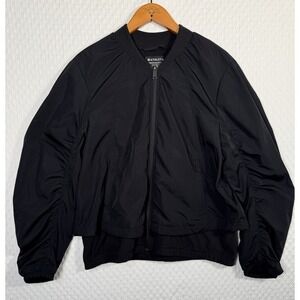 Athleta Wayfarer Bomber Hiking Jacket Coat Womens L Black Full Zip Whimsigoth
